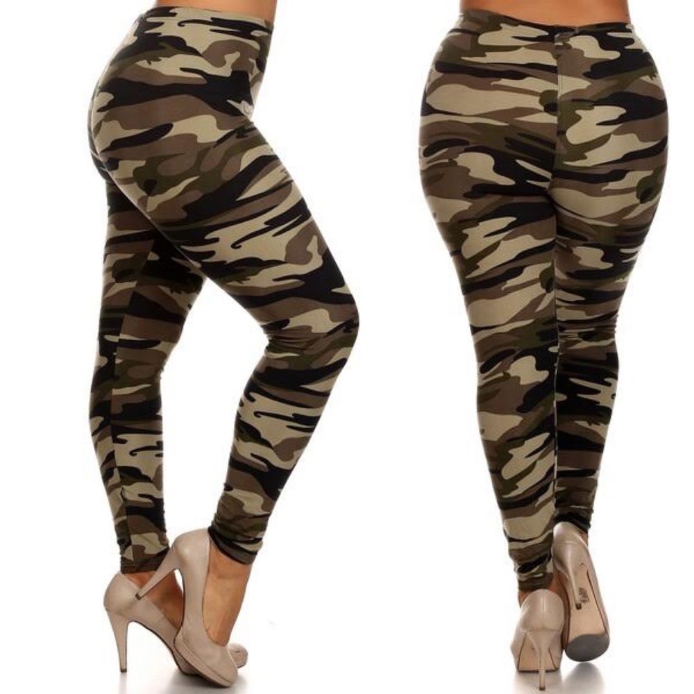 Camouflage Knit Plus Size Leggings